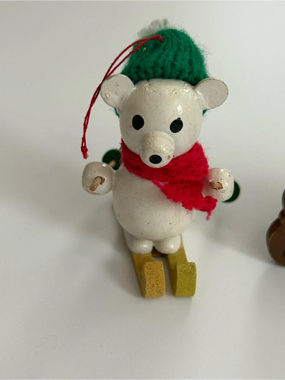 Vintage R Dakin & Co Wood Christmas Ornaments Lot Of 3 Bear Mouse Dog 1979 1980